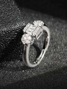 MOONSO 1pc Fashionable & Elegant Minimalist Zirconia Ring, Wedding & Party Gift