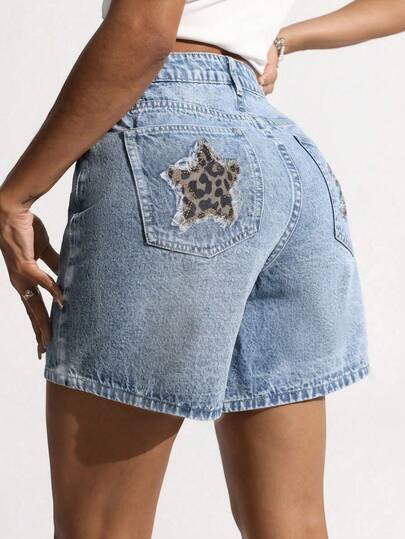 时尚宽松休闲女式牛仔短裤