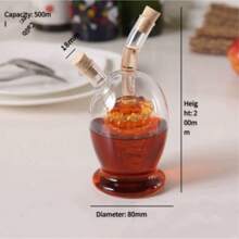 1pc Double Nozzle Glass Olive Oil And Vinegar Dispenser Oil Bottle, Cork 2 In 1 Clear Double Glass Kitchen Cooking Container, Suitable For Kitchen, Dining Room,School Supplies