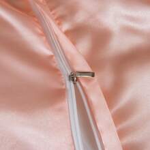 Satin Duvet Cover Set Ruffled Duvet Cover Set Silk Like Satin Bedding Set Solid Color Bedding Sets Silky Ruffled Duvet Cover Set Luxury Hotel Bedding Cover Set All Season Quilt Cover With Pillowcases - 粉色 - 查看 8