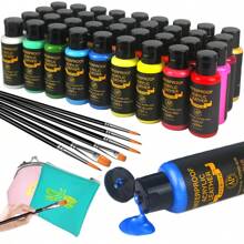 Kit de peinture acrylique pour baskets, chaussures, sacs et plus - 12/18 couleurs vibrantes, comprend un finisseur et 6 pinceaux avec palette - set de peinture flexible et imperméable pour artistes et artisans, fournitures scolaires, rentrée scolaire
