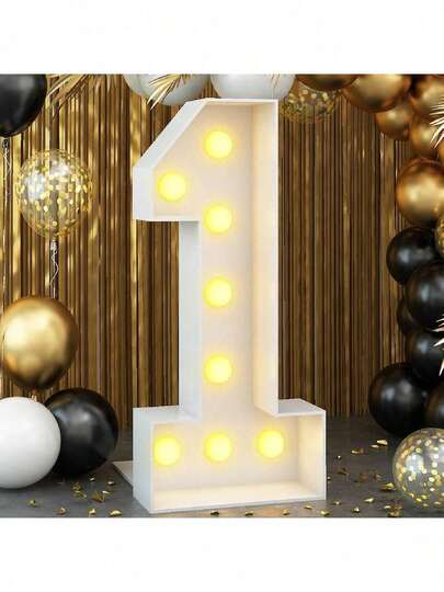 1 pieza/71 cm Marco de pantalla numérica iluminada, Dígitos de tablero KT PVC 0-9, Tablero KT insertable con soporte Luz de decoración de fiesta LED, Funciona con pilas (pilas se venden por separado), Adecuado para regalos de graduación, despedidas de soltero, regalos para damas de honor, regalos del Día del Padre, decoración y regalos de Halloween, recuerdos de despedida de soltera, recuerdos para invitados de boda, decoración de fiesta de cumpleaños y artículos de boda