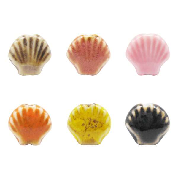 10Pcs Glazed Ceramic Fan Shells Beads,2mm Hole Seashells Spacer Beads For Bracelet & Necklace, DIY Beach Jewelry Accessory, Craft Supplies