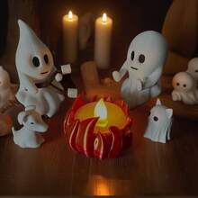 1 件幽灵篝火主题套装（不含蜡烛）万圣节装饰树脂挂件，营造梦幻氛围，适用于家居装饰、房间装饰、秋季装饰、客厅、台面柜、户外花园、节日场景布置、氛围照片道具，万圣节和周年纪念的独特礼物 - 彩色 - 查看 6