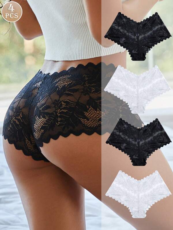 4pcs Comfortable & Sexy Lace Women's Underwear Panties