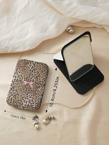 Millennium Leopard Print Ocean World Series Portable Vanity Mirror, Foldable, Lightweight, Ultra-Thin, Convenient Hand Mirror, Durable PU Leather, Suitable For Multiple Occasions And All People, Foldable Tabletop Mirror For Carrying