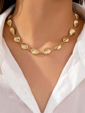 1pc Fashionable Unique Design Seashell Splicing Necklace, Suitable For Women's Daily Wear