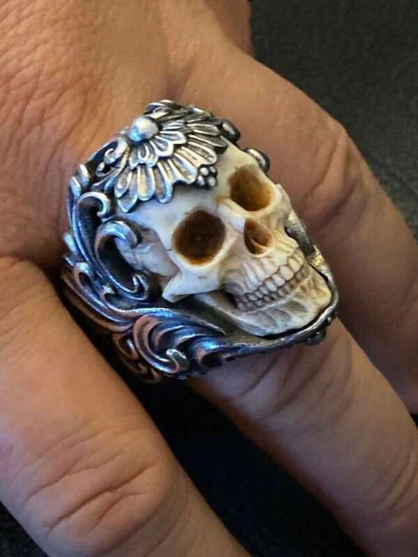 1PC Vintage Wearable Metal Skull Ring , Bullying Skull Men's Open End Ring , Daily Accessories