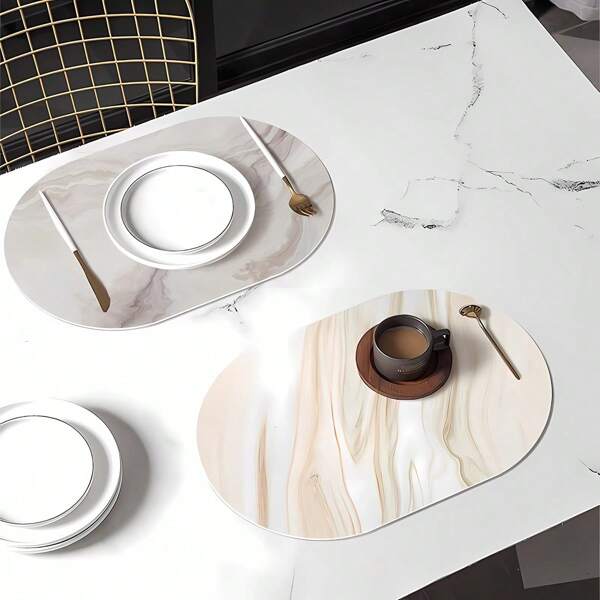 Tapis de table de salle à manger de luxe en PU, résistant à l'eau, à l'huile et à la chaleur. Dessous de plat, sous-tasse, dessous d'assiette, tapis pour repas à l'occidentale