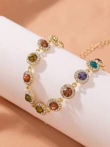 1 pieza Elegante collar de mujer con adornos de strass y circonita, versátil, lujoso y fashionable, adecuado para uso diario, fiestas y ceremonias; puede ser un regalo para familiares, esposa o novia en cumpleaños, aniversarios u otras ocasiones