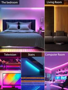 LED灯带，低压耐用，华丽多色灯带，明亮不刺眼的灯泡，适用于卧室，室内外照明装饰，书桌背景氛围灯，DIY设计，带44键控制器，适用于游戏室，卧室，客厅装饰 - 彩色 - 查看 9