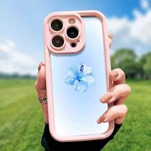 Blue Hibiscus Flower Themed Phone Case Designed With Delicate Floral Artistry Compatible With IPhone 16 15 14 13 12 And 11 Pro Models Made Of TPU Protective Material Perfect For Family Friends Young People Birthdays Holidays Boyfriends Girlfriends And Valentine's Day Gifts - Brown - View 2