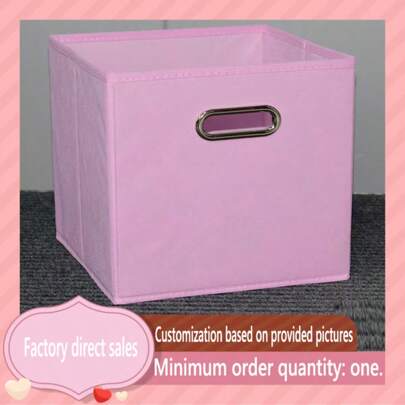 1pc 25X25X25cm Customizable Text And Graphic Foldable Nonwoven Fabric Storage Box, Closet Drawer Organizer For Clothes, Toys, Miscellaneous, Stackable