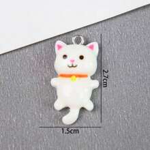 Pingente de Gato Fofo de Resina com Tamanho de 15*27mm, Atacado para Clips de Cabelo, Brincos, Colar, Acessórios de Chaveiro DIY