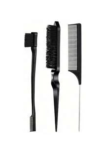 5/3/1 Peça Conjunto de Escovas com Nó, (6,8 oz/200 ml) Garrafa de Spray com Névoa Fina Contínua, Escova com Nó em Forma de Concha Preta Adequada para Cabelo de Meninas, Escova Lúdica com Borda de Pente com Cauda de Rato, Adequada para Design de Penteados e Cabeleireiros