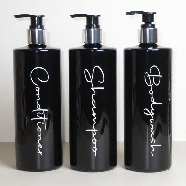 3pcs 500ML PET Bathroom Refillable Bottle With Printed Texts