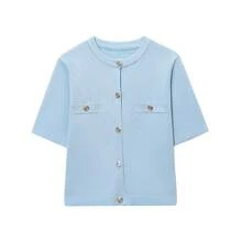 DEEKA Summer New Arrival Women Fashion Casual Short Sleeve Knit Top Spring - Blue - View 3