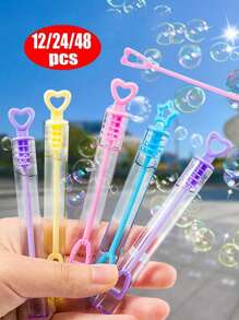 12/24/48pcs Colorful Mini Bubble Sticks, Cute Star Shaped Bubble Straws, Bubble Party Gifts, Party Desktop Decorations, Party Photo Props, Party Atmosphere Builders, Multiple Colors, Suitable For Theme Birthdays, Christmas, Halloween, Carnival Prizes, Weddings, Very Suitable For Wedding Decoration And Outdoor Games (Color Random)