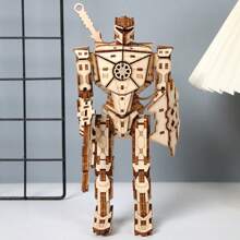 1pc Highly Difficult 3D Wooden Robot Puzzle Model Kit, Craft Assembly Set, Birthday, Family, Friend, Thanksgiving, Christmas Gift, Adult Fun, 210 Pieces, 3-Star Difficulty Level, Use With Glue For Best Results, Home Decor
