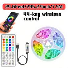 131FT/100FT/32.8FT LED Strip Lights, TV LED Backlight USB 5050 RGB Ribbon, Synchronous Color Changing LED Lights, Controlled By Black 44 Key Remote Control/White 44 Key Remote Control APP And Application Program, Can Follow Music To Change Light Colors, Home Decoration Night Lights, Bedrooms, Christmas Parties, Holiday Use For Room, Family Gathering Party Decoration