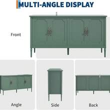 CuisinSmart Storage Cabinet With 4 Doors 59" Large Sideboard Buffet Cabinet With Adjustable Shelves Wood Coffee Bar Cabinet For Living Dining Room Kitchen - Green - View 8