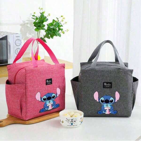 pokemon Borsa termica per il pranzo adorabile con motivo Stitch - Borsa termica con doppia tasca e fodera in alluminio spessa, mantiene i pasti caldi per la scuola, il ritorno a scuola, i materiali scolastici, l'ufficio e le attività all'aperto | Collezione Disney