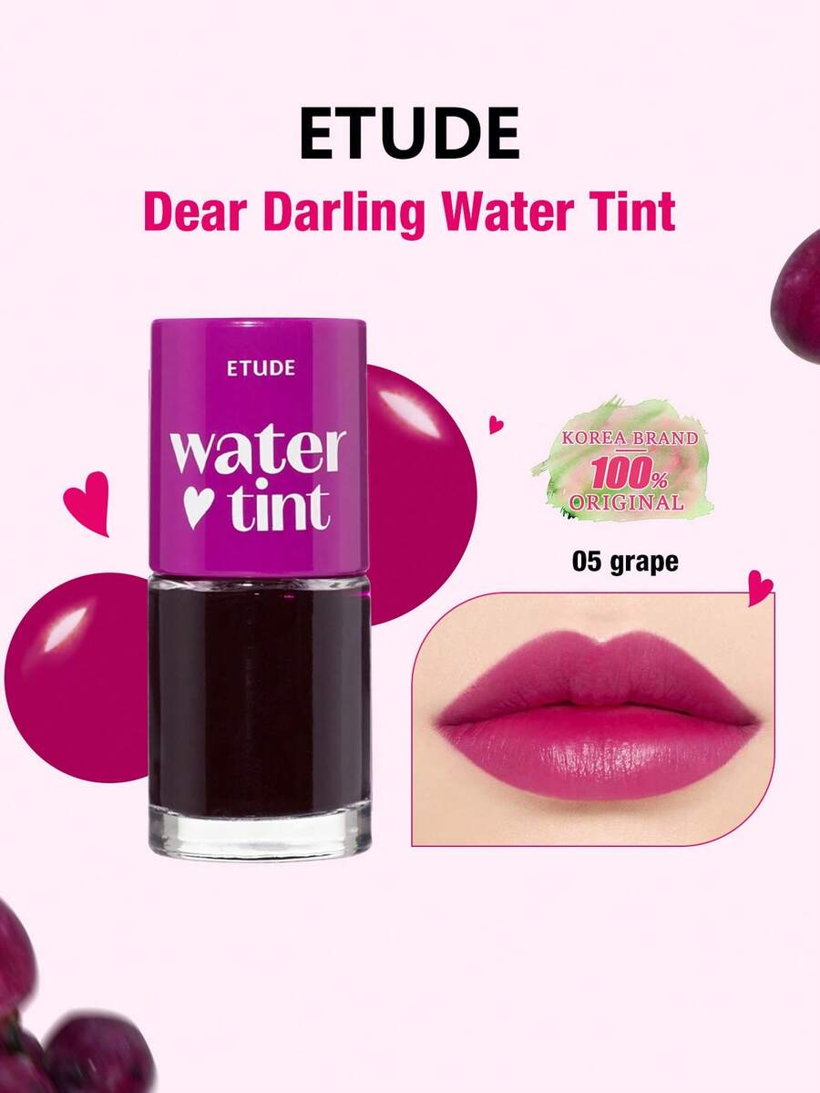 ETUDE 伊蒂之屋 Dear Darling 水润唇釉 05 葡萄紫，色彩鲜艳亮丽，持久不褪色，不沾杯，滋润保湿，质地轻盈，水润光泽，适合女性日常使用，韩妆，韩国彩妆，赠品 9克/0.31盎司
