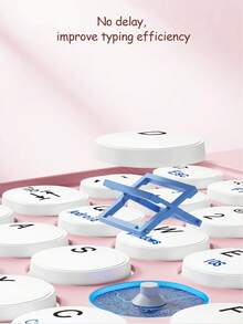 Teclado inalámbrico personalizado para tableta, personalización de nombre, diseño estilizado multilingüe (inglés/árabe/francés/alemán/tailandés/italiano/español), teclado con texto personalizado para tableta, diseño silencioso curvo, compatible con smartphones de 10 pulgadas, portátiles e iPad, otras tabletas, compatible con 3 sistemas operativos, adecuado como regalo de cumpleaños para chicas, parejas, familia y amigos - Azul - Ver 4