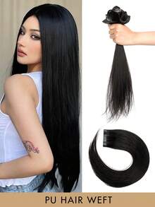 PU Hair Weft Hair Extensions Tape In Hair Extensions Real Human Hair Remy Hair Extensions Straight Seamless Hair Invisible Long Tape PU Weft Human Hair Bundles Natural Hair Extensions - Multicolor - View 20