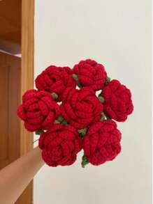 1/3/6/10pcs Handmade Crocheted Rose Flowers, Decor Bouquet, Artificial Flowers, Handmade Flowers, Yarn Flowers. For Wedding Bride Bouquet, Her Gift, Mother's Gift, Teacher's Gift, Creative Gifts. As Home Decor For Restaurant, Living Room, Bedroom, Wedding, Party. Suitable For Spring/Summer Decoration, Christmas, New Year, Valentine's Day, Thanksgiving, Back To School, Wedding, Birthday And Other Holidays