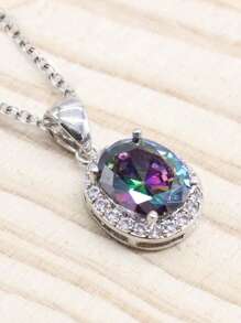 1 Pc Romantic Cubic Zirconia Necklace Pendant For Women For Valentine's Day Gift Engagement Anniversary Party Jewelry