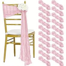 Cheesecloth Chair Sashes Aisle Decorations Light Pink 10/20 Packs, Chair Bow Designed Decorative Chair Cover Chair Sashes 108 Inch For Wedding Reception Party Hotel Decoration(Beige) - Multicolor - View 2
