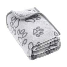 Cute Dog Paw Print Polyester Pet Blanket For Cats, Small & Medium Dogs – Soft Flannel Plush Mat, 3 Sizes, Machine Washable All-Season Warm Sleeping Pad - Grey - View 13