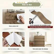 1 片自粘木纹修复胶带 - PP 材质，逼真的木纹，适用于 DIY 家具、桌子、椅子、踢脚板、门、窗、地板修复