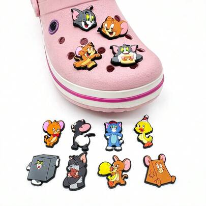 TOM AND JERRY. Popular Cute Cartoon Cat And Mouse Series Shoe Charms, Soft Rubber DIY Shoe Decorative Accessories
