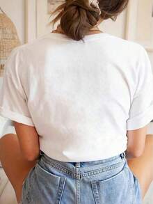 Women's Vintage California Los Angeles Graphic T-Shirt - Casual Round Neck, Short Sleeve, Cotton, Machine Washable, EST 1776 Print2025 - 白色 - 查看 2