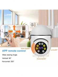 1个1080P高清摄像头，家用/宠物监控摄像头，带手机App，WiFi摄像头，适用于家庭安防，支持2.4GHz WiFi或2.4GHz/5GHz WiFi，双向语音，移动侦测，人员追踪，室外安防摄像头，安防监控摄像头 - 彩色 - 查看 3