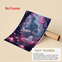 1 pièce Fantôme, Impression d'Halloween, Affiche d'automne, Art effrayant de sorcière, Ensemble rose et morose, Art de l'Académie sombre, Ensemble mural d'Halloween, Décoration de pièce esthétique, Décoration de maison, Art mural sur canevas, Affiches pour la chambre, Accessoires de décoration de chambre, Cadre en option, Décoration de chambre à coucher.