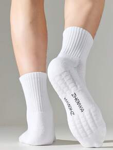 2/4 Pairs Thick Terry Towel Socks, Men White Mid-Calf Socks, Moisture Wicking, Suitable For Tennis, Badminton, Running, Basketball, Couples - Multicolor - View 7