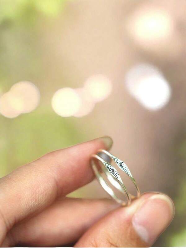 2pcs Vintage Low-Key Mountain & Sea Graphic Ultra-Thin Band Couple Rings, Engagement Rings, Valentine's Day Gift