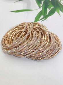 Disponível em Vários Estilos, Simples Bracelete/Pulseira de Ouro e Diamante Branco Encravado em Ultrafino Strass para Mulheres