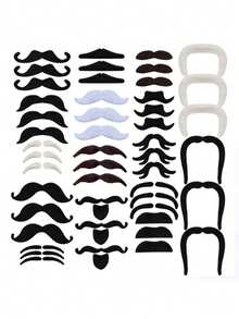 24 Pcs-Self-Adhesive Fake Mustache Set Novelty Mustache, Fancy Dress Fake Mustache Sticker Set For Costume And Halloween Party, Cosplay Props, Party Photo Props(Style Random)