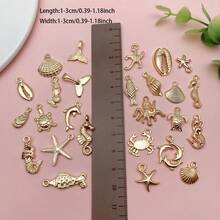 20/50/100件装KC镀金海洋主题吊坠套装（款式随机） - DIY首饰制作套装，适用于项链、手链和耳环 - 均碼 - 查看 5