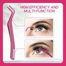 FADVAN FADVAN 1 Pc Eyelash Comb Tweezers+60pcs 40D 8-14MM Mix DIY Heat Bonded Cluster Lashes Extension Tweezer Stainless Steel Anti-Static Non-Magnetic Makeup Tools
