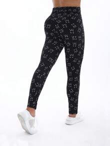 3 条装女士时尚波尔卡圆点猫咪印花休闲紧身裤，适合春、夏、秋季节，锻炼、跑步、瑜伽、健身训练、户外活动，黑色/白色/卡其色，高弹紧身裤，及踝长度 - 彩色 - 查看 9