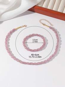 2pcs/Set Heart-Shaped Necklace + Bracelet, Fashionable And Sweet Style, Suitable For Summer Vacation, Dating, Friend Gifts, Versatile Casual Outfit