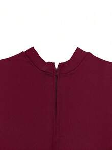 Mono corto de silueta favorecedora con diseño hueco casual en la espalda, versátil, nuevo para el verano, elegante en negro - Burdeos - Ver 4
