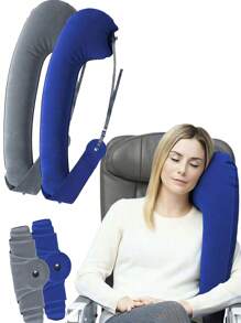 1 pieza Almohada de cuello con cabestrillo plegable y sencillo, accesorio de viaje ligero y portátil que se sujeta al asiento de avión y automóvil, aplicable para viajes en coche, avión y barco, que soporta la cabeza, el Body y los brazos proporcionando un sistema de sueño perfectamente equilibrado
