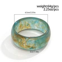 1 pièce Bracelet rond de style vintage, version large, bracelet acrylique tie-dye asymétrique pour femmes, à porter au quotidien