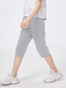 Balabala Children's Capri Pants Girls' 2025 Summer Lightweight Big Tween Girl Quick-Dry Sports Pants - Medium Gray - View 2